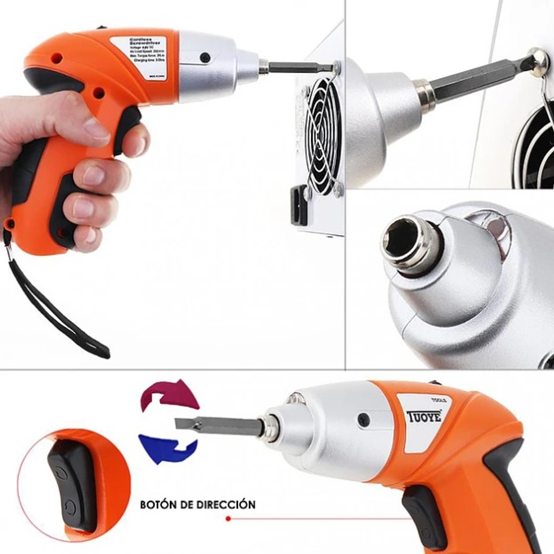 Destornillador Eléctrico TUOYE T0054 45PCS | Recargable + LED + Maletín Compacto 3