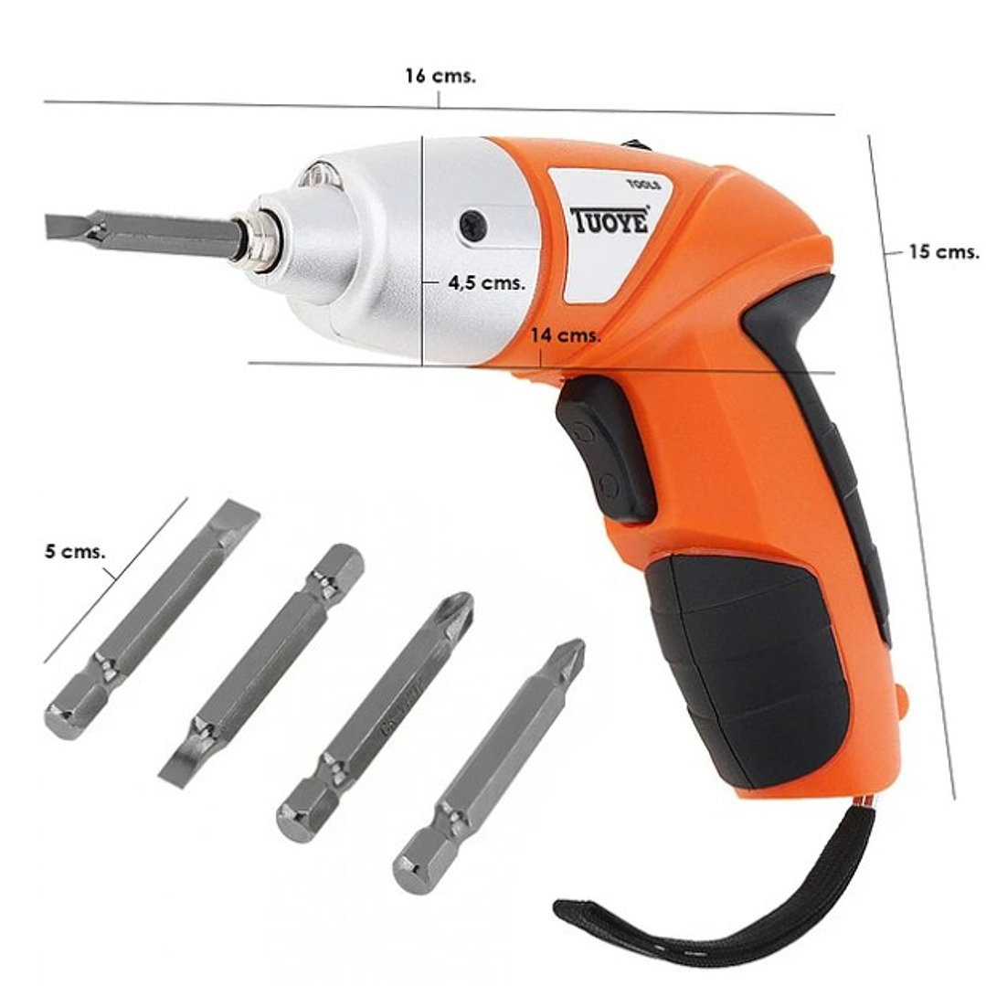 Destornillador Eléctrico TUOYE T0054 45PCS | Recargable + LED + Maletín Compacto 4
