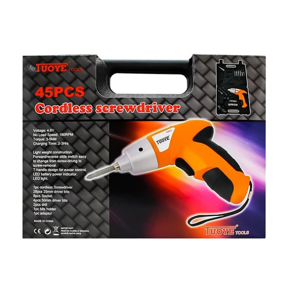Destornillador Eléctrico TUOYE T0054 45PCS | Recargable + LED + Maletín Compacto 8
