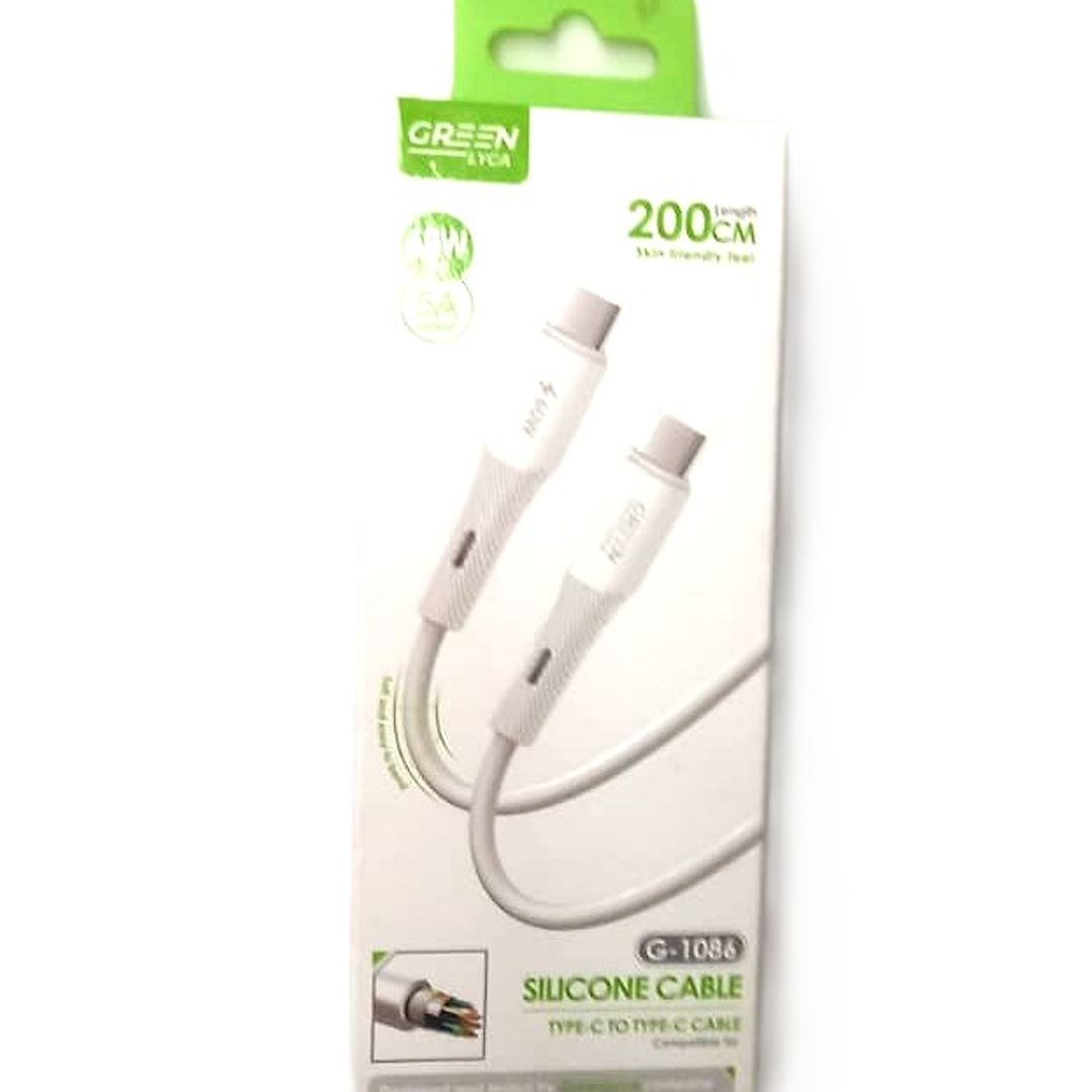 Cable USB-C a USB-C GREEN LYCA G-1086 | Silicona 5A + 2M + Carga Turbo 1