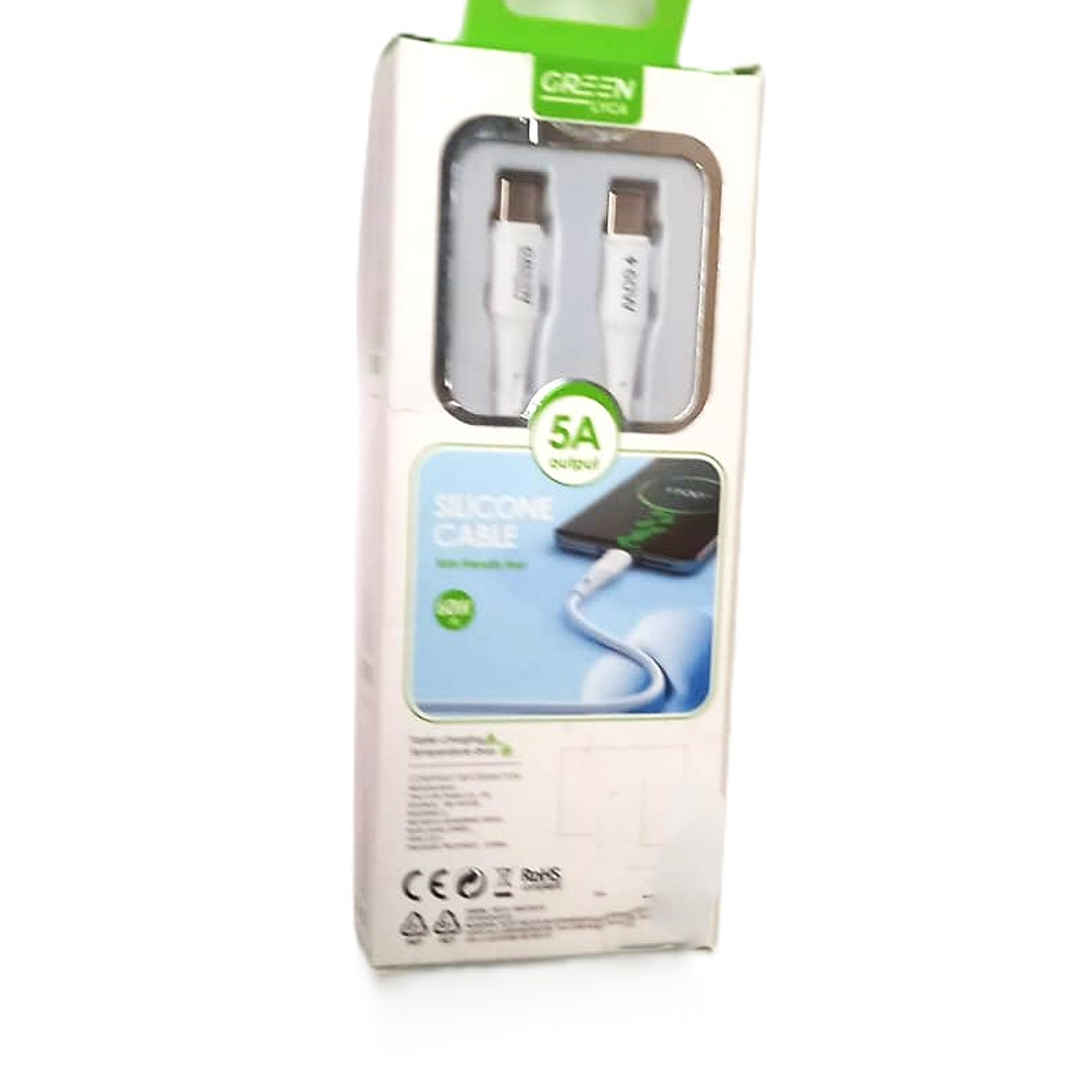 Cable USB-C a USB-C GREEN LYCA G-1086 | Silicona 5A + 2M + Carga Turbo 2