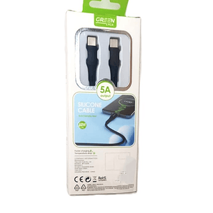 Cable USB-C a USB-C GREEN LYCA G-1086 | Silicona 5A + 2M + Carga Rápida 60W