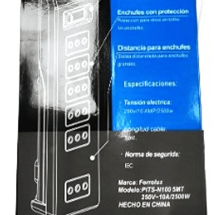 Alargador de 5 metros / 6 posiciones con interruptor- FERROLUZ 3