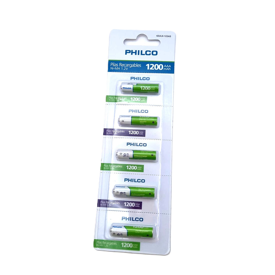 Pack 6 Pilas Recargables AAA PHILCO Ni-MH 1200 mAh | Ajelec Electrónica 1