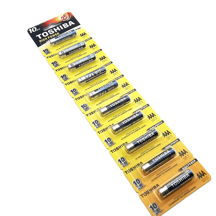 Pack 10 Pilas AAA Toshiba High Power Alcalinas | +25% Potencia | Ajelec Electrónica 1