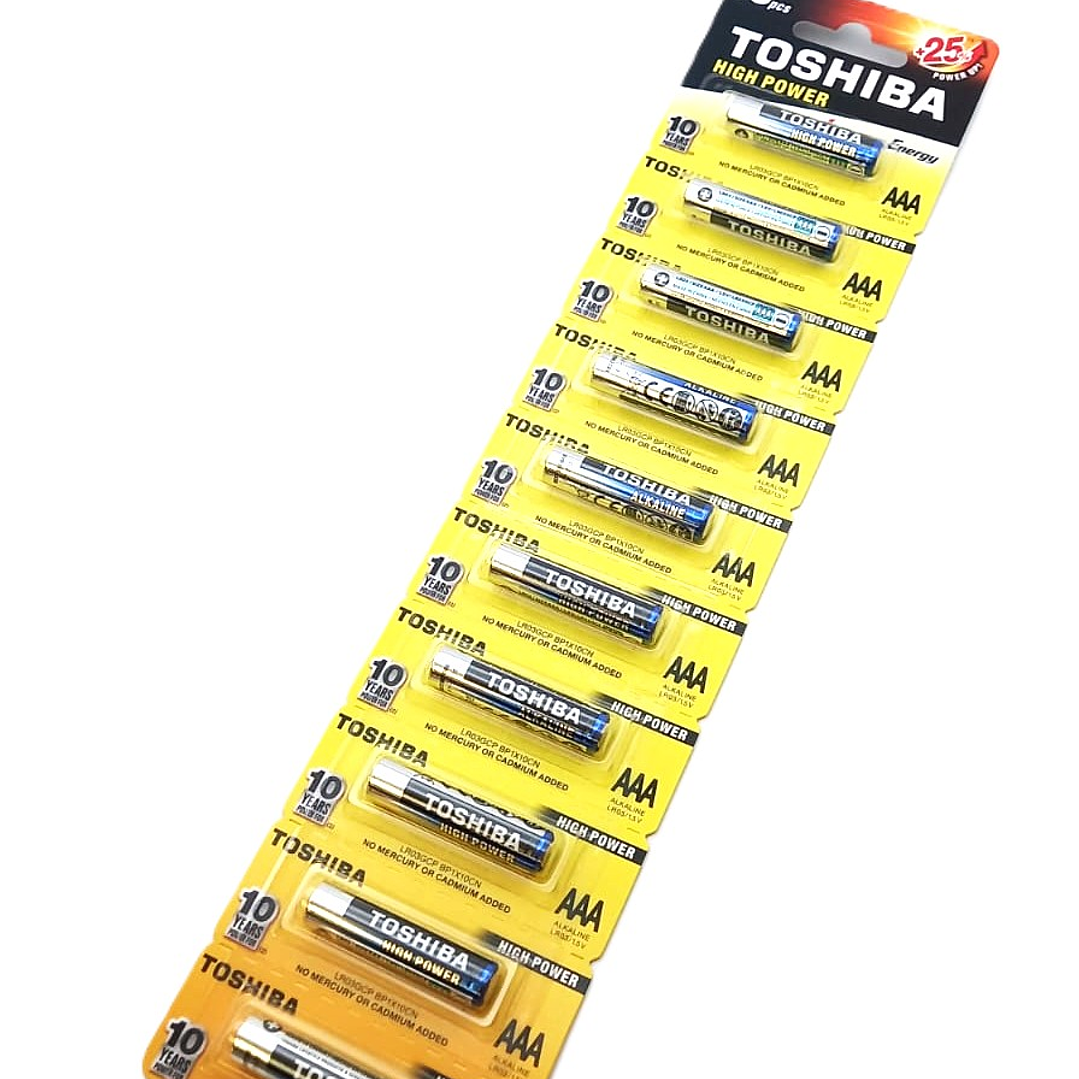 Pack 10 Pilas AAA Toshiba High Power Alcalinas | +25% Potencia | Ajelec Electrónica 2