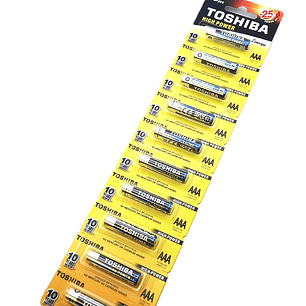 Pack 10 Pilas AAA Toshiba High Power Alcalinas | +25% Potencia | Ajelec Electrónica