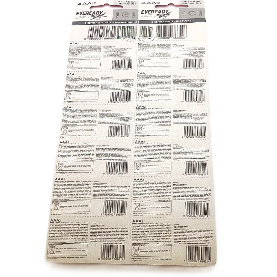 Pack 24 Pilas AAA Eveready Super Heavy Duty | Larga Duración | Ajelec Electrónica 3