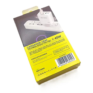 Cargador de Muro Motomo CR45 45W | USB-A + USB-C | Carga Rápida PD/QC | Ajelec Electrónica