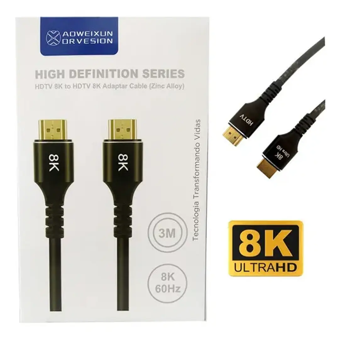 Cable HDMI  8K Ultra HD 2.1  de 3 metros blindado - AOWEIXUN ORVERSION- COPIA 3