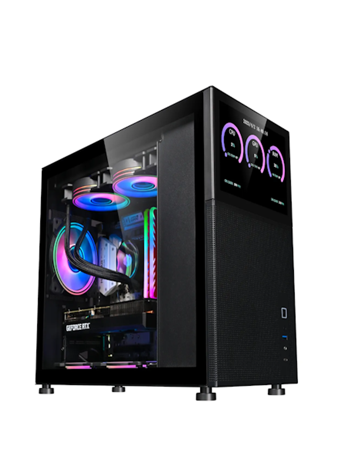 Gabinete Kronos Magic Pantalla Modular mATX USB 3.0 Vidrio Negro 1