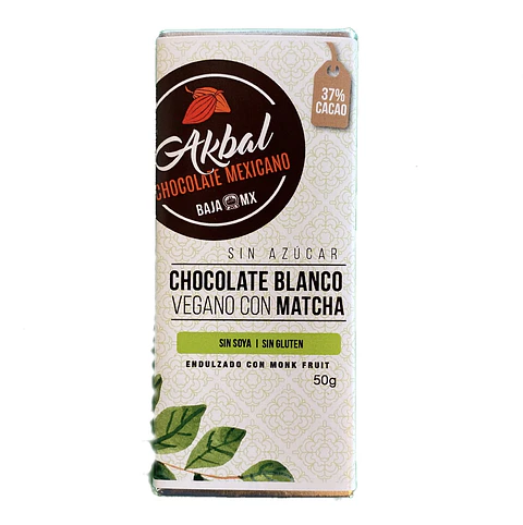 Chocolate Blanco Vegano con Matcha 37% - Sin Azúcar - Monk Fruit