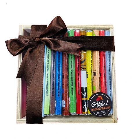 Colección de Barras de Chocolate en Caja de Madera