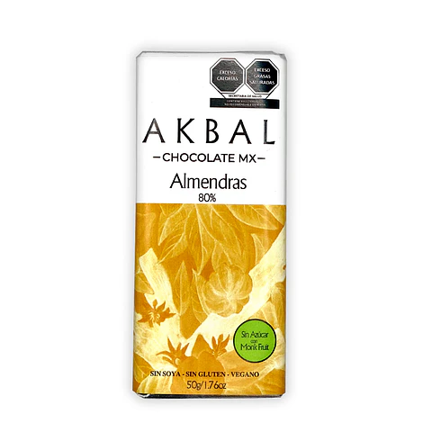 Chocolate 80% Cacao con Almendras Sin Azúcar - Monk Fruit