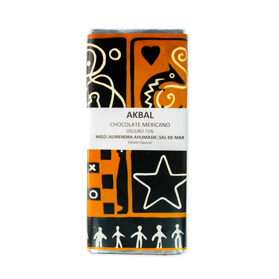 Chocolate Oscuro 72% Cacao con Higo, Almendra Ahumada y Sal de Mar 1