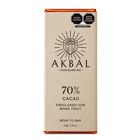 Chocolate 70% Cacao – Sin Azúcar - Monk Fruit