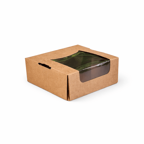 Caja Kraft p/Sushi con Ventana 10 x 10 x 4 cm (500 unds)