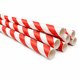 Bombilla Polipapel Blanca y Roja Envasada 8 mm  (4.800 unds)