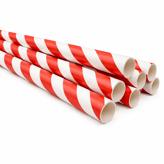 Bombilla Polipapel Blanca y Roja Envasada 8 mm  (4.800 unds)