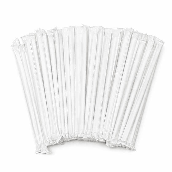 Bombilla Polipapel Blanca y Roja Envasada 8 mm  (4.800 unds)