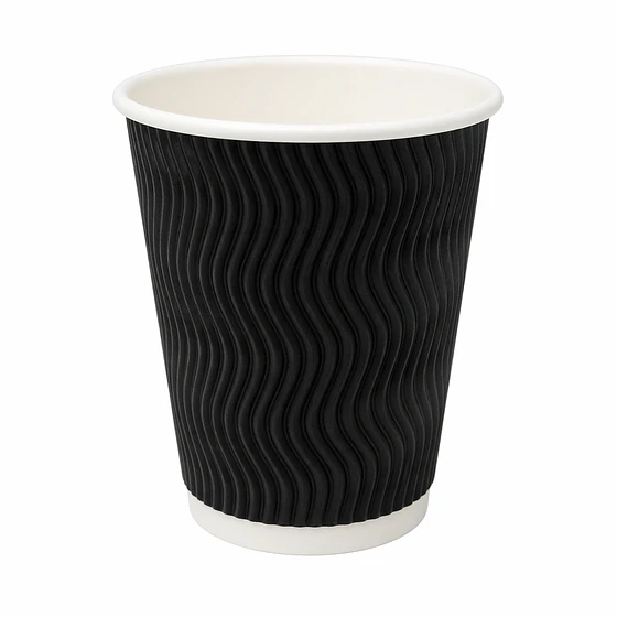Vaso Polipapel Ripple Wall Negro 8 oz (500 unds)