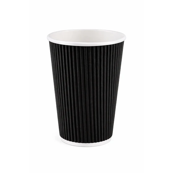 Vaso Polipapel Ripple Wall Negro 12 oz (500 unds)
