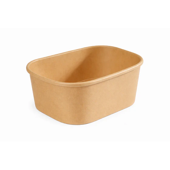 Bowl Kraft Rectangular 1.000 cc Con Tapa Pet - Caja 300 unidades