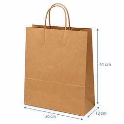 Bolsa Papel Kraft con Manilla - Grande - Paquete 250 Unidades