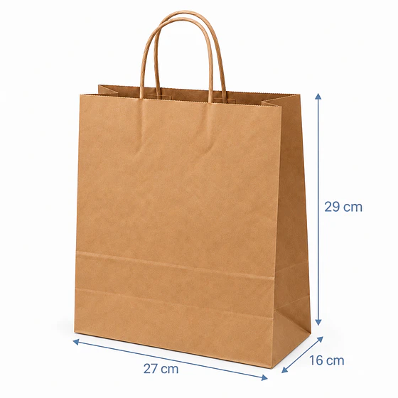 Bolsa Papel Kraft con Manilla - Mediana - Paquete 250 Unidades