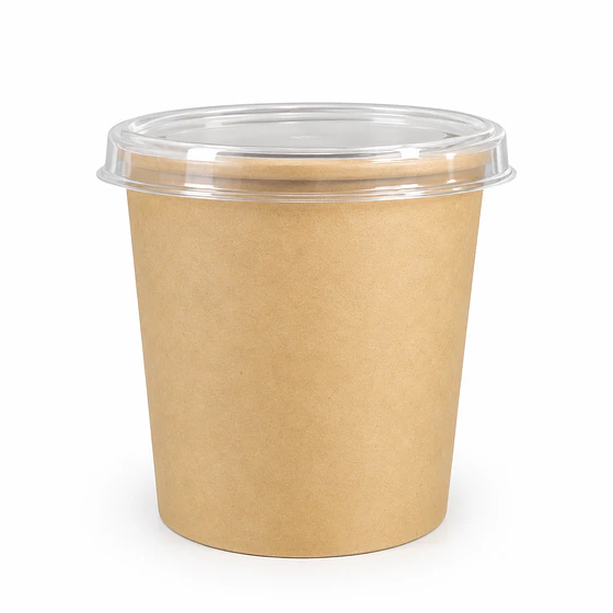 Pote Kraft Café 12 oz 90 mm con Tapa PP - Caja 500 Unidades 