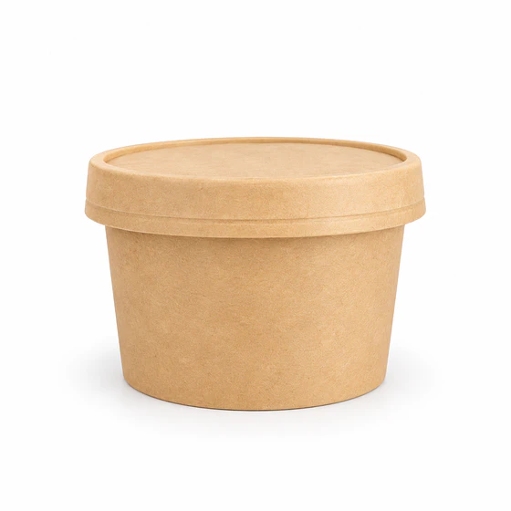 Pote Kraft 6 oz con Tapa Kraft 90 mm - Caja 1.000 unidades