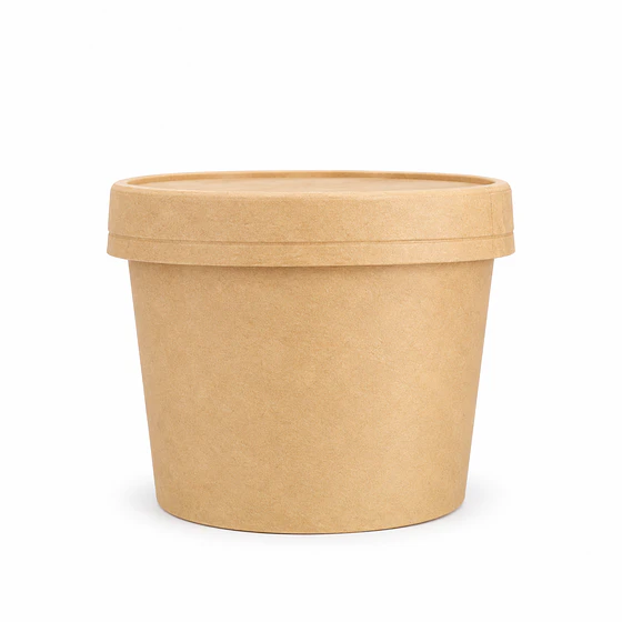 Pote Kraft Café 8 oz 90 mm con Tapa Kraft - Caja 500 Unidades