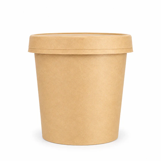 Pote Kraft Café 12 oz 90 mm con Tapa Kraft - Caja 500 Unidades 
