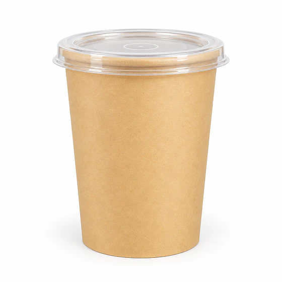 Pote Kraft Café 26 oz 115 mm con Tapa PP - Caja 500 Unidades