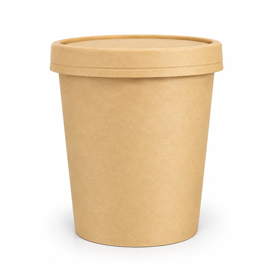 Pote Kraft Café 26 oz 115 mm con Tapa Kraft - Caja 500 unidades