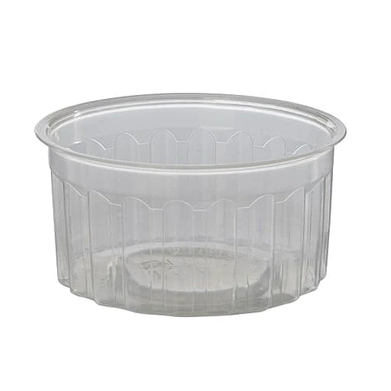 Pote Plástico Facetado Transparente 8 oz  Con Tapa - Caja 2.000 Unidades