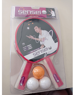 SET GOMA LISA  TENIS DE MESA SENSEI 2 PALETAS - 3 PELOTAS