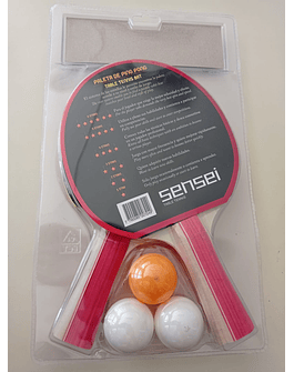 SET GOMA LISA  TENIS DE MESA SENSEI 2 PALETAS - 3 PELOTAS
