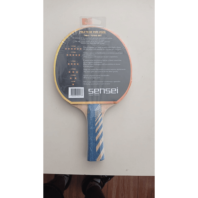 PALETA PING PONG TENIS DE MESA SENSEI 3 ESTRELLAS