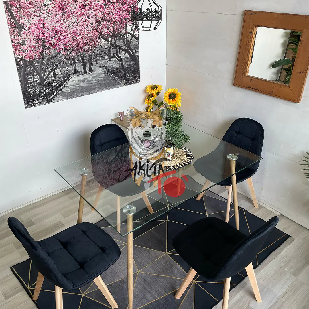 Comedor Vietnam (Mesa vidrio 120x80 + Sillas buckle velvet) 1
