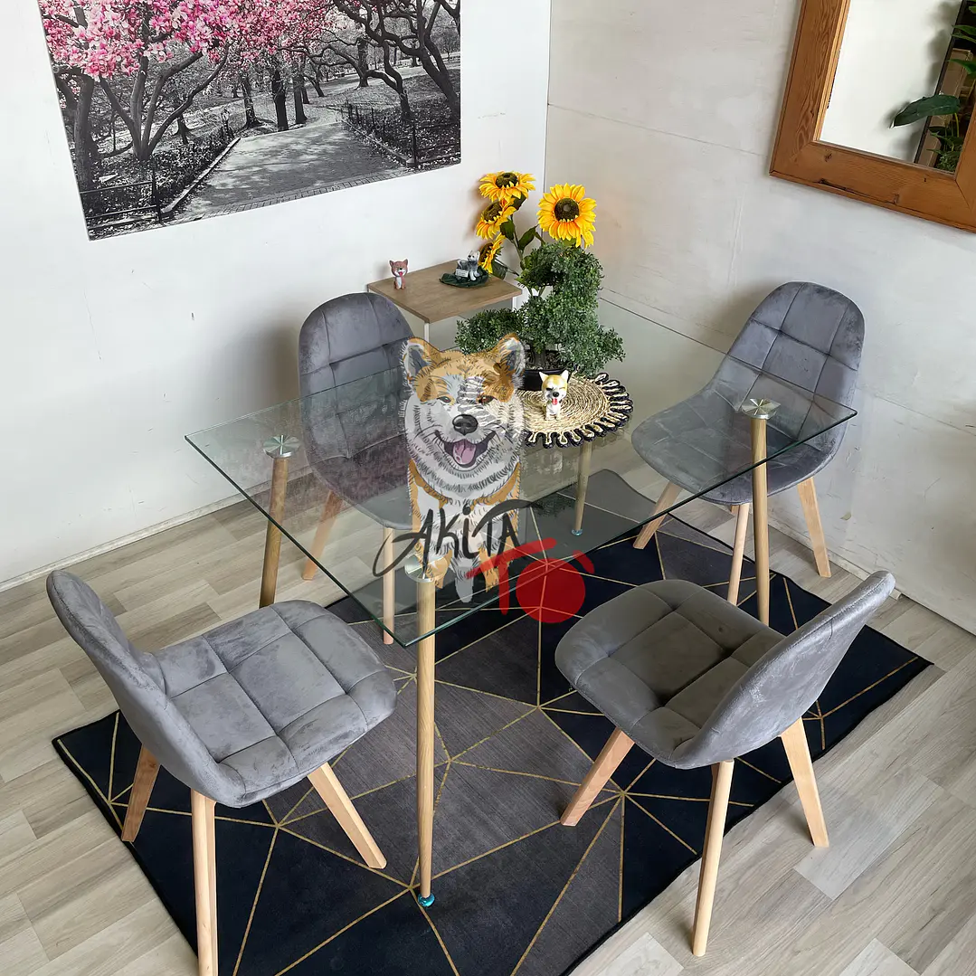 Comedor Vietnam (Mesa vidrio 120x80 + Sillas buckle velvet) 2