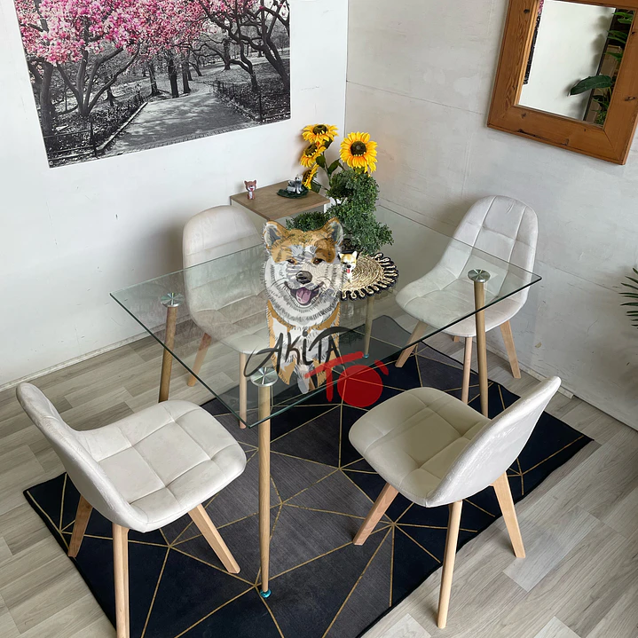 Comedor Vietnam (Mesa vidrio 120x80 + Sillas buckle velvet) 3