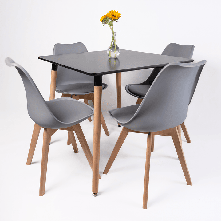 Comedor Panamá (Mesa Cuadrada Negra + Sillas Oak) 1