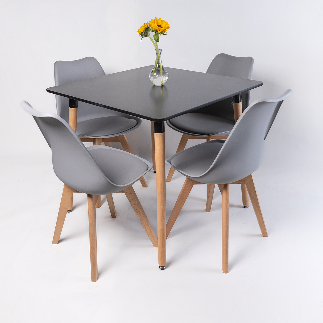 Comedor Panamá (Mesa Cuadrada Negra + Sillas Oak) 5