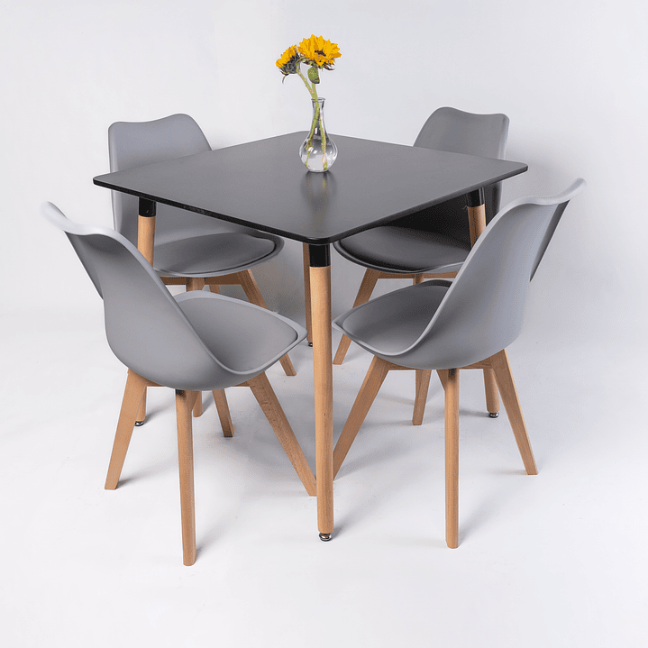 Comedor Panamá (Mesa Cuadrada Negra + Sillas Oak) 5