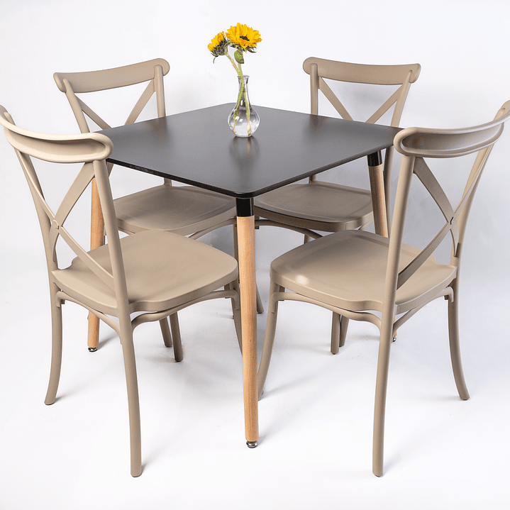 Comedor Congo (Mesa cuadrada melamina negra + 4 Crossback ) 3
