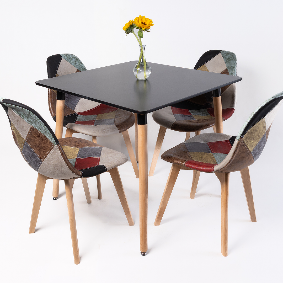 Comedor Davinci (Mesa Cuadrada negra + 4 sillas Davinci) 1