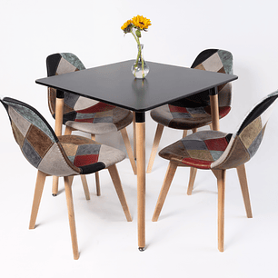 Comedor Davinci (Mesa Cuadrada negra + 4 sillas Davinci)