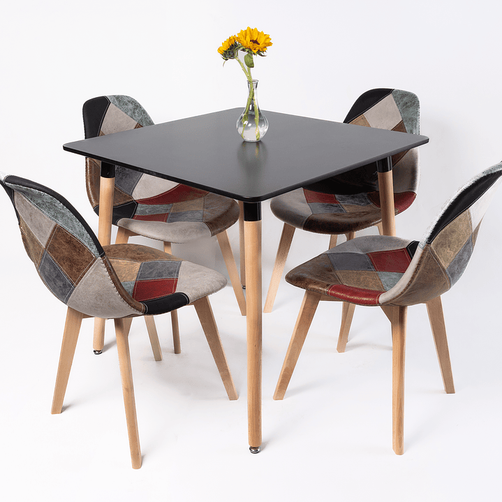 Comedor Davinci (Mesa Cuadrada negra + 4 sillas Davinci) 1