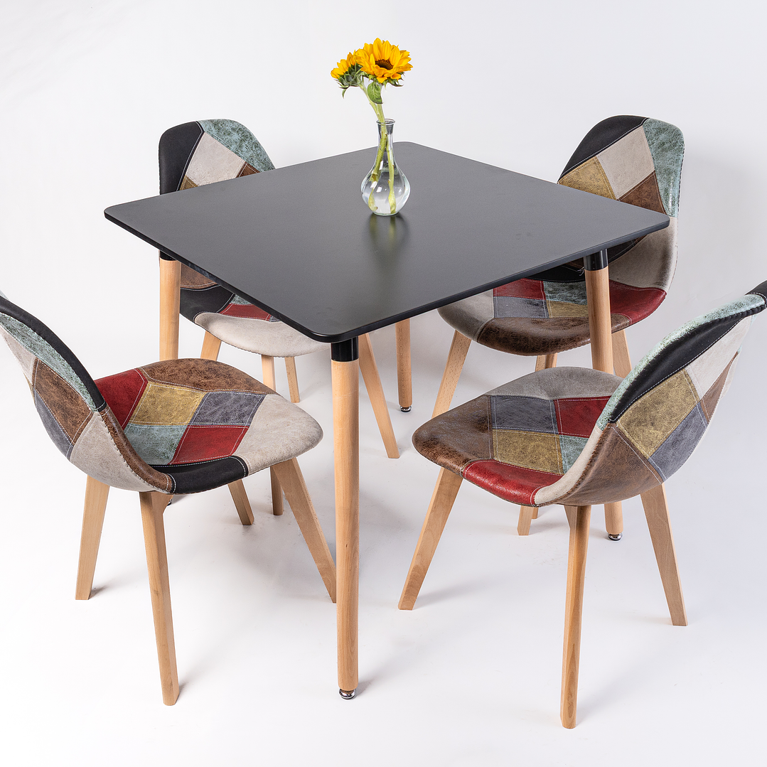 Comedor Davinci (Mesa Cuadrada negra + 4 sillas Davinci) 2